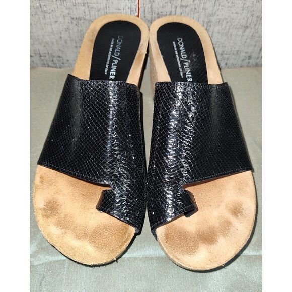 Donald J. Pliner Shoes - Donald Pliner Ginie Metallic Black Snake Print Wedge Sandals Sz 9.5B